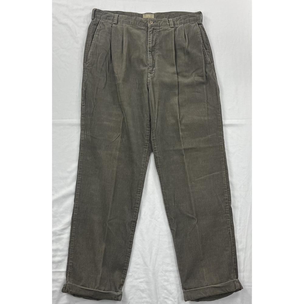 Vintage 90s Natural Issue Corduroy Pants 36x32 Brown Pleated Relaxed Retro Cords